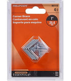 Hillman Hardware Essentials 851115 Corner Braces Steel Zinc 1" x 1/2", 4 Pack