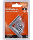 Hillman Hardware Essentials 851117 Corner Braces Steel Zinc 2" x 5/8", 4 Pack