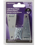 Hardware Essentials 851663 Light Strap Hinges Zinc-Plated 3-Inch, 2 Pack
