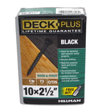 Hillman 48834 Deck Plus Deck Screws, Black, #10 x 2-1/2 in., 1lb. Box
