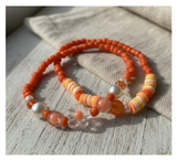Handmade Orange & Pearl Bloom Beaded Bracelets, Teen Jewelry