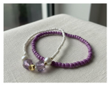 Handmade Purple and White Beaded Bracelets with Faux Pearls, Teen Jewelry