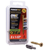 Hillman 116788 Power Pro One Bronze Multi-Material Screws #8 x 1-1/2", 25 Pack