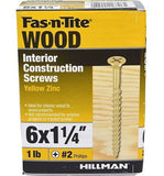 Hillman 48802 Fas-N-Tite Bugle Head Wood Screws #6 x 1-1/4", 1 lb., 242-Pack