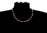 Handmade Multicolor Candy Beaded Choker, Vibrant Rainbow Seed Bead Necklace.