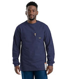 Berne FRK11NV Men's Long-Sleeve Flame-Resistant Crew Neck T-Shirt, Navy, Large