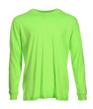 Blue Mountain YMK-1072 Men's Crew Neck Long-Sleeve T-Shirt, Neon Green, 3XL