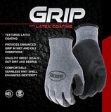Boss B32041-L Unisex Textured Latex Grip Dip Work Gloves Gray XL 1 Pair