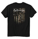 Buck Wear 8853 Men's RealTree Skull and Stripes T-Shirt Black - XL