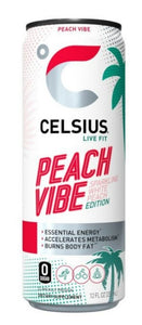 Celsius Live Fit Sparkling Peach Vibe Essential Energy Drink 12oz., 1 Single Can