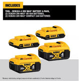 Dewalt DCB324-4 20A MAX 2A 4A Compact Lithium Power Tool Battery, 4-Pack