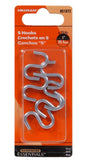 Hardware Essentials 851872 Zinc-Plated S-Hooks, 0.121 in. x 1 in., 6-Pack