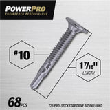 Hillman 116150 Power Pro Star-Drive Sheet Metal Screws, #10 x 1-7/16 in., 68-Pk