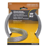 Hillman 122063 4-Strand Wire, #20 x 100 ft., Galvanized, 100lb Max. Wt. Capacity