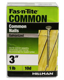 Hillman 10D x 3 in. Galvanized Fas-n-Tite Common Nail for General Woodwork 1 lb.
