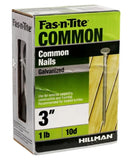 Hillman 10D x 3 in. Galvanized Fas-n-Tite Common Nail for General Woodwork 1 lb.
