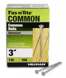 Hillman 10D x 3 in. Galvanized Fas-n-Tite Common Nail for General Woodwork 1 lb.