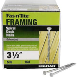 Hillman 461349 Galvanized Patio/Deck Shank Spiral Nails, 3-1/2-Inch 16D, 5 lb.