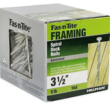 Hillman 461349 Galvanized Patio/Deck Shank Spiral Nails, 3-1/2-Inch 16D, 5 lb.