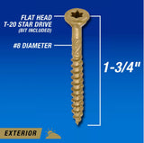 Hillman 48596 Power Pro Premium Exterior Wood Screws, #8x1-3/4 in., 1lb Box