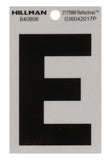 Hillman 840806 Black and Silver Reflective Adhesive Letter E 3 in., Mylar