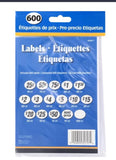 Hillman 848617 Removable Adhesive Numbers Price Stickers Labels - 600 pcs.