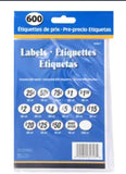 Hillman 848617 Removable Adhesive Numbers Price Stickers Labels - 600 pcs.