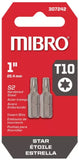 Mibro 307242 T10 x 1 in. Star Screwdriver Bit - 2 Pieces