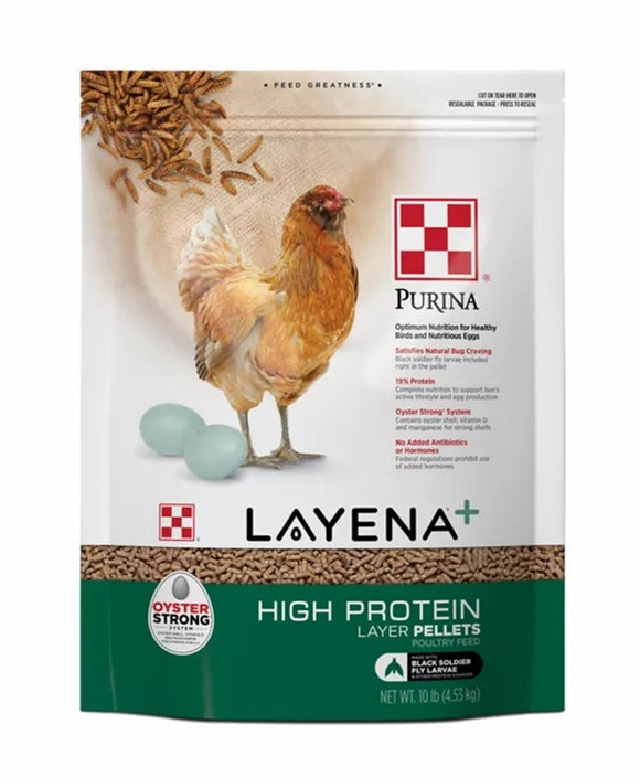 Purina 3007296-245 Layena+ 10 lb. Bag High Protein Layer Chicken Pelleted Feed