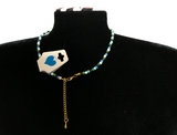 Sirenka Handmade - Starfish Beaded Necklace, Earth Tone Seed Bead Choker, Coastal Boho Jewelry with Faux Pearls
