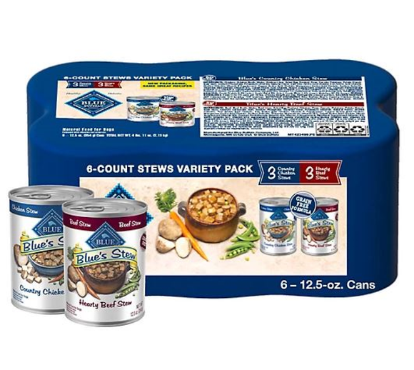 Blue Buffalo 804573 Stew Chicken & Beef Adult Wet Dog Food 12.5 oz. Cans, 6 Pack