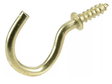 Hardware Essentials 851855 Cup Hooks, Brass, 1-1/2 in., 3 lb. Wt. Capacity, 2-Pk