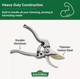 GroundWork Titanium Carbon Steel Blade Gardening Hand Pruner Shears - 9 in.
