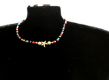 Handmade Starfish Beaded Necklace, Rainbow Beach Choker, Summer Faux Pearl Jewelry for Women, Boho Coastal Aesthetic Accessories