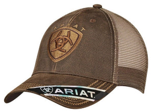 Ariat T1515602 Oil Skin Mesh Back Men's Trucker Hook & Loop Cap One Size Brown