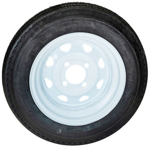 Hi-Run ASB1051 Trailer Tire, 4.80-12, 4-Hole White Spoke Wheel, Load Range B 4PR