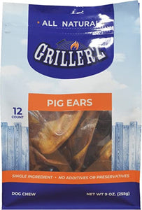 Grillerz AT 153 Natural Pig Ears, 12 ct. Dog Chews