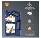Shell Rotella 550050467 15W-40 T6 Full Synthetic Oil for Diesel Engine, 1 gal