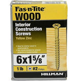 Hillman 48804 Fas-N-Tite Bugle Head All Purpose Wood Screws #6 x 1-5/8" 190-Pack
