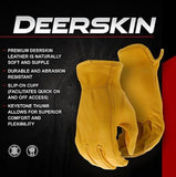 Boss Men's Grain Deerskin Leather Driver Work Gloves, 1 Pair, Extra Large