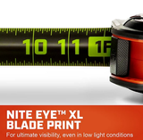 Crescent L1125B-02 Shockforce Nite Eye Tape Measure Matte Black, 1-3/16" x 25 ft