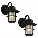 1-Light Black Outdoor Wall Lantern Sconce (2-Pack)
