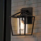Monteaux 1-Light Black Outdoor Wall Lantern with Clear Glass