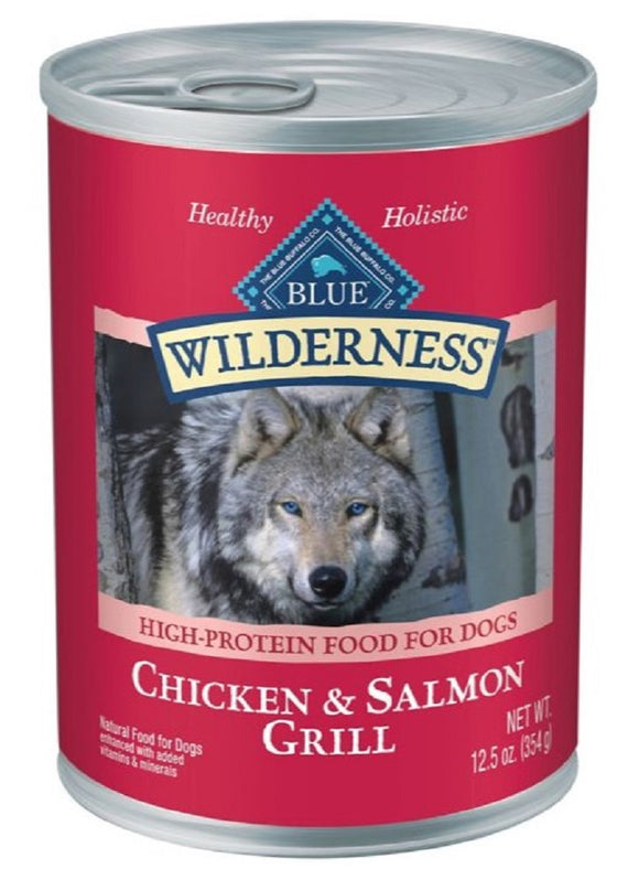 Blue Buffalo Wilderness Adult Salmon and Chicken Grill Pate Wet Dog Food, 1 Can