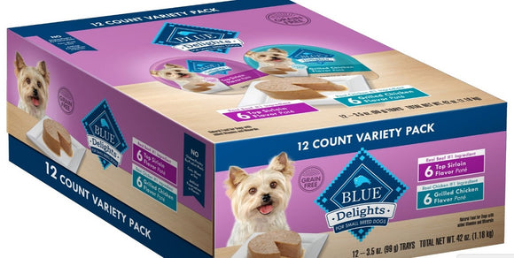 Blue Buffalo Delights Adult Chicken & Sirloin Pate Wet Dog Food - Count of 12