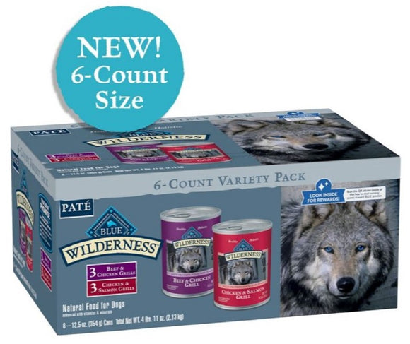 Blue Buffalo Adult Beef & Salmon Wet Dog Food Variety Pack Grain-Free - 6 Cans