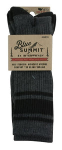 Blue Summit BS0034 Men's Tonal Stripe Crew Socks 6-12 Black Stripe 3-Pair