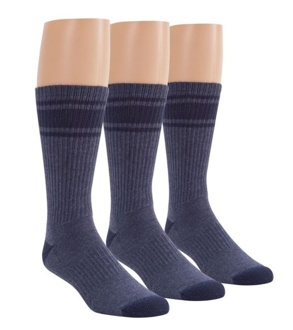 Blue Summit BS0034 Men's Tonal Stripe Crew Socks 6-12 Starry Night 3-Pair