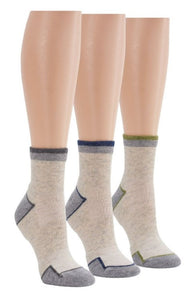 Blue Summit BS0040-096-01 Women's Flat Knit Wool Crew Socks 4-10 Oatmeal 3-Pair