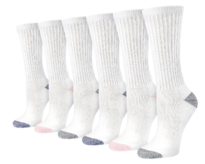 Blue Mountain PL-BB-1046-9-GPN Women's Cotton Crew Sock,6 Pair,White/Gray,Medium